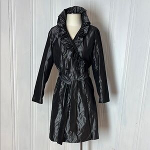 PINK TARTAN Black Ruffle Collar Dress Coat – Size 6